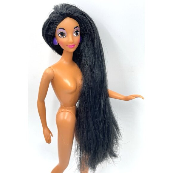 Vtg Mattel Barbie Doll Disney Princess Jasmine Long Black Hair Nude for OOAK - Picture 3 of 11